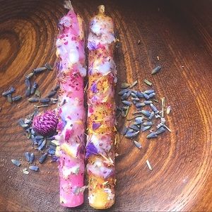 2 Spell Candles 1 Self Love and 1 beeswax Personal Power chime size